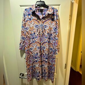 Talbots 3/4 Sleeve 70s Inspired Dress. Like New, Size XL